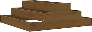 Eleganz Macetero de madera maciza, color marrón miel, 80 x 80 x 27 cm, de madera de pino, duradera y natural, para jardín y balcón