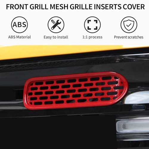 Image of Front Grill Mesh Grille Inserts Cover Frame Trims Kit 6Pcs Fit for Ford Bronco 2021-2025+ 2 /4 Door Exterior Accessories (Red)