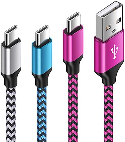 USB C Cable, [3-Pack 1M+1M+2M] Type C Cable Fast Charging Nylon Braided USB C Charger Lead for Samsung Galaxy Z Flip 4/Z Fold 4/Z Flip 3/Z Fold 3/A12/A21s/A41/A51/A52/S21/S20/S10/S9/S8, Google Pixel