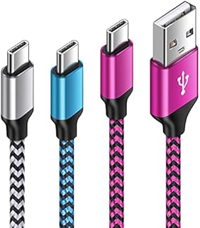 USB C Cable, [3-Pack 1M+1M+2M] Type C Cable Fast Charging Nylon Braided USB C Charger Lead for Samsung Galaxy Z Flip 4/Z Fold 4/Z Flip 3/Z Fold 3/A12/A21s/A41/A51/A52/S21/S20/S10/S9/S8, Google Pixel