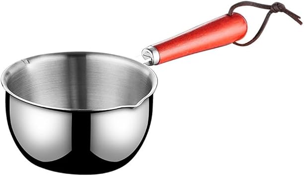 for MINI Butter Melting Pot, Stainless Steel Hot Oil Pan Milk Butter Warmer with Wooden Handle Dual Pour Spout Small Sauce Pan Sauce Serving Pots150ml