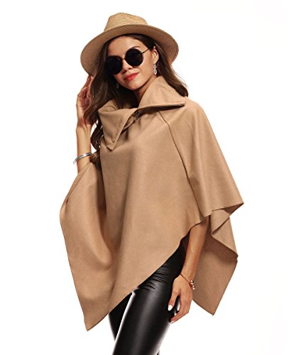 Sefilko - Abrigo - Capa - para Mujer Verde Caqui Medium