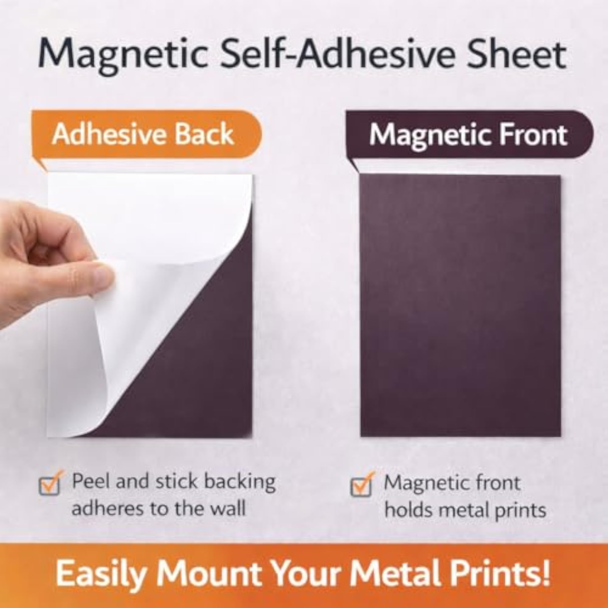Removable Metal Wall Art with Magnetic Mount, Modern Decor