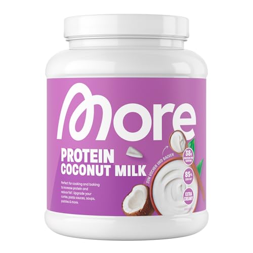 MORE Protein Coconut Milk 600 g Mix aus Whey Konzentrat und Casein ideal zum Muskelaufbau und -erhalt mit Laktase - made in Germany