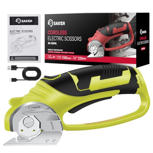 Saker Box Cutter Electric Cordless: Card board Cutter Scissors for Fabric Leather Paper Plastic -...