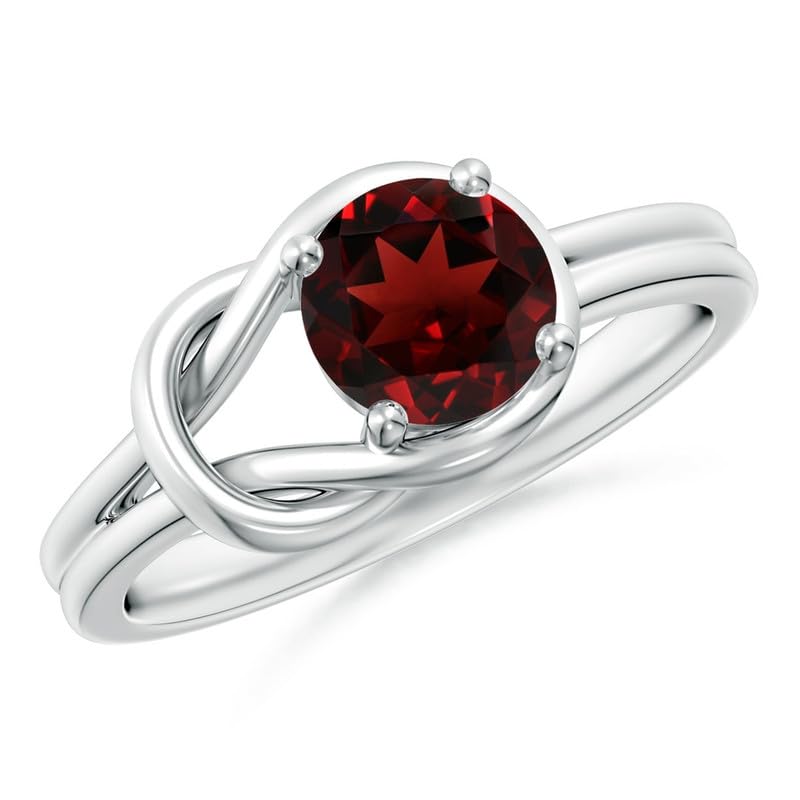 GOLDHARTZ Natural Gemstone Round Solitaire Infinity Knot Ring for Women | 12 Birthstones | 925 Sterling Silver with Platinum Overlay | Engagement Ring | Best Gift for Her (GH0163-Garnet Ring_11) (B0D3D64MCG) Amazon Price History, Amazon Price Tracker