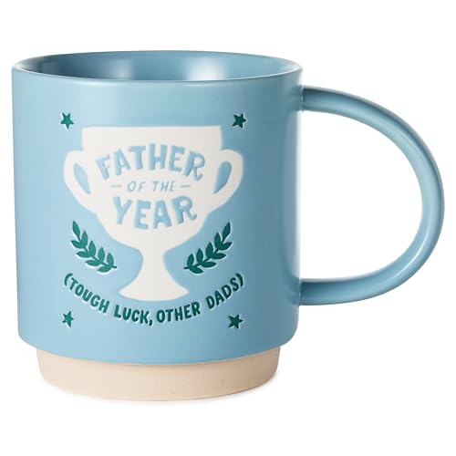 Hallmark Blue Ceramic Coffee Mug for Dad, 16 oz. (Father of the Year Trophy) Gift for Father's Day, Christmas, Birthdays