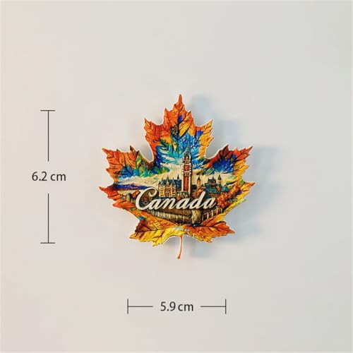 Imán decorativo hoja de arce 3D para refrigerador miniatura 4
