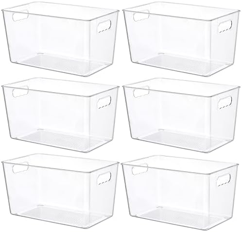 Vtopmart 6 PCS Clear Plastic Storage Bins, Pantry Organizer Conta...
