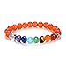 AnazoZ Pulsera Hombre Ancha 8 MM Pulsera Piedras 7 Chakras Pulsera Cuentas Naranja con Cabeza de Buda Naranja