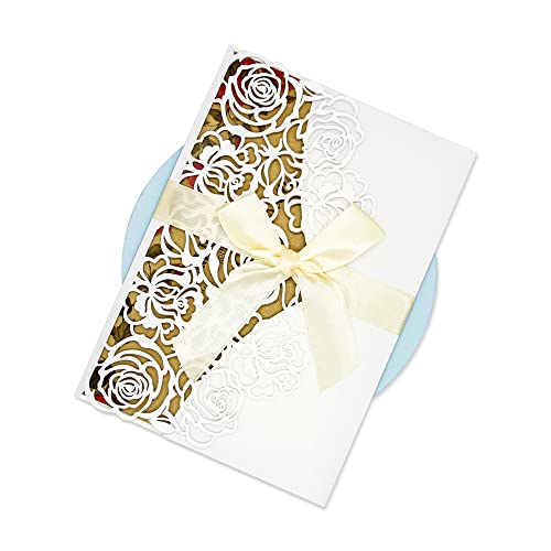 Invitaciones de boda corte láser que evitan buscar sobres y cintas por separado