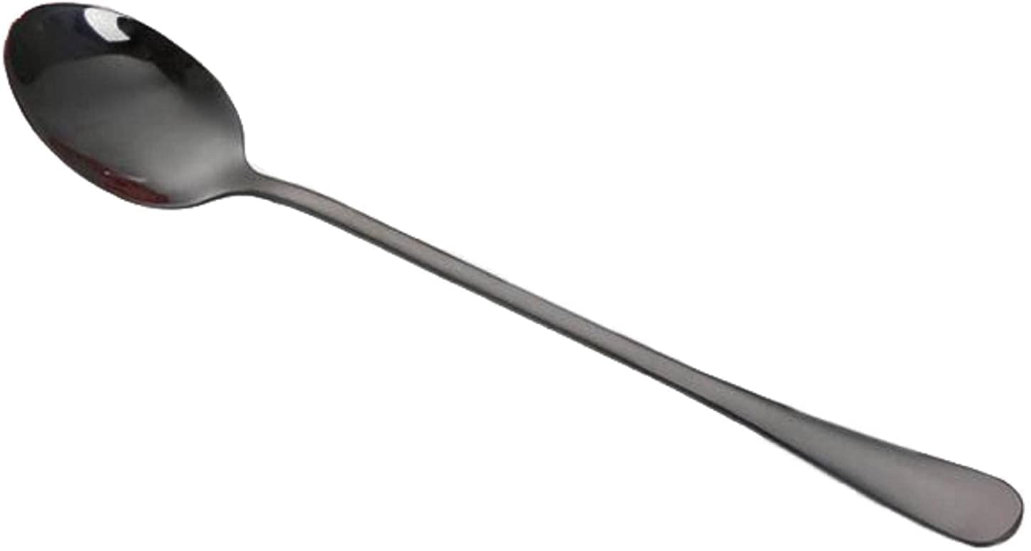 Cucharas De Mesa Cucharas de agitación Spoon Cuchara acero inoxidable Té Café Postre Scoops Home Kitchen Flatware Sopa Antigoteo Servir(Black)