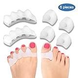 Toe Separators, 6 Pieces Toe Spacers Toe Straightener Bunion Corrector for Bunion Pain Relief, Hallux Valgus, Crooked Toes, Overlapping Toe Hammer Toes Bunions, Gel Bunion Toe Separators Kits (White)