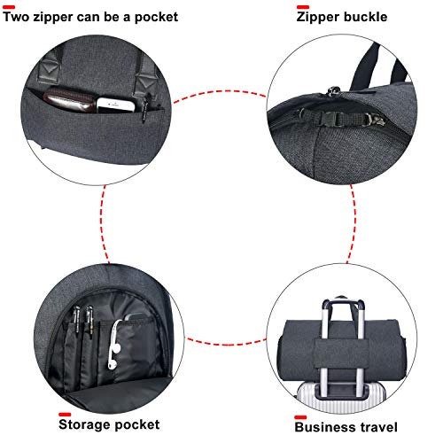 Carry-on Garment Bag Large Duffel Bag Suit Travel Bag Weekend Bag Flight Bag with Shoe Pouch for Men Women (Black)