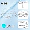 Arrebol Infini Bracelet de Cheville pour Femme Argent Sterling 925 Double Chaînes avec Boules Été Pieds Nus Plage Chaînes de Cheville, Réglable 22+4cm #5