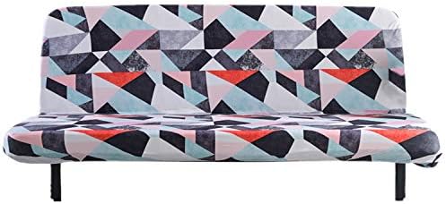 Mingfuxin Armless Sofa Bed Cover, Spandex Stretch Futon Slipcover Protector, Non-Slip Elastic Folding Couch Sofa Shield Fits for 2-3 Seater Folding Sofa Bed without Armrests (Mocha)