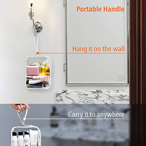 Packism Clear Travel Toiletry Bag, 5 Pack Tsa Approved Toiletry Bag With Handle, Clear Makeup Bag With Zipper Plastic Clear Cosmetic Bag For Women Quart Size Bag For Travel Bottles, White With Handle #TOP5