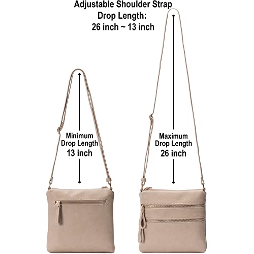 Image of Solene Small Multi Zipper Pocket Crossbody Bag with Adjustable Strap, Lightweight Travel Purse, Daily Small Messenger Pouch