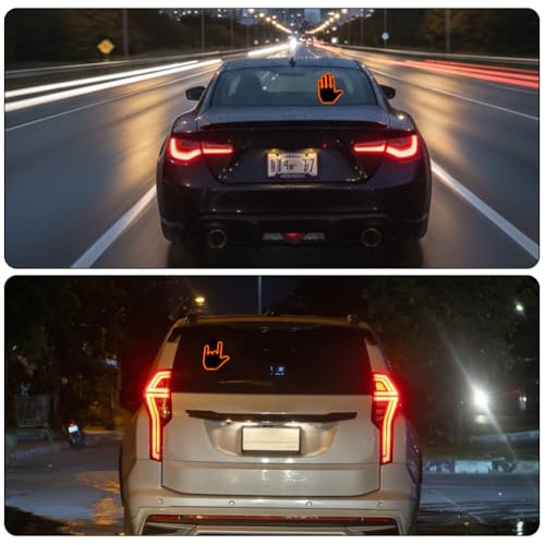 Image of STHIRA Car Rear Windshield Decorative Gesture LED Light with Remote Control, 203 Light Beads Design, 4-Mode Fun Animated Display for Greeting, Interaction, Turn Signals, and Decoration