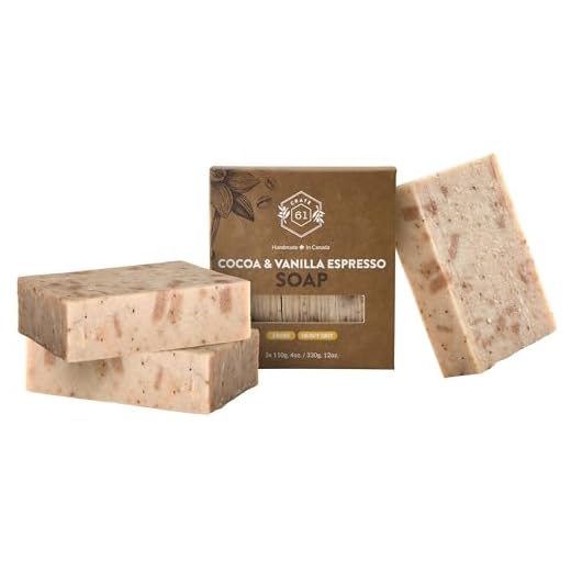Crate 61, Handmade in Canada, Plant Based Cold Process Natural Bar Soap For Face And Body, With Premium Essential Oils, For Men And Women 3 Pack (Cocoa Vanilla Espresso)