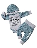 Baby Boy Clothes 3-6 Months Aint No Mama Like The One I Got Boy Clothes+Little Man Stripe Long Pants 2pcs Infant Boy Outfit