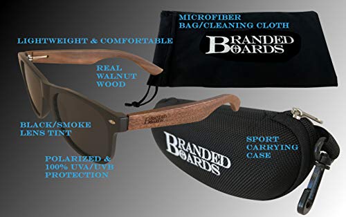 Real Wooden Sunglasses for Women and Men 100% UVA/UVB Polarized Vintage Style (Black with Bag & Sport Case)3
