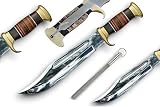 Dundee Original Historical Knives Bowie Knife Fixed (440C Mirror Polished Blade) Leather Handle + Leather Sheath DUCKG, RE-872, 18''