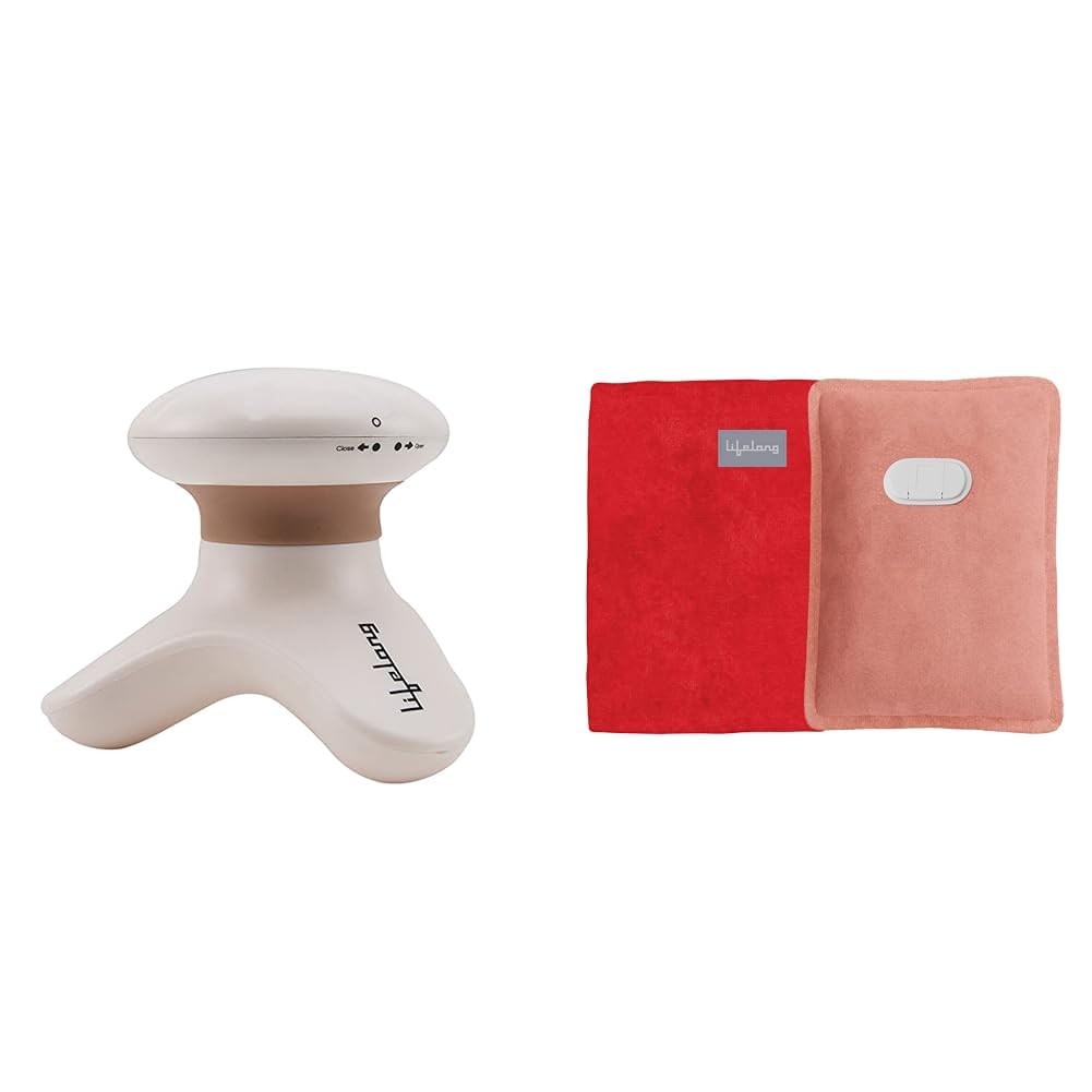 Lifelong Mini Head and Body Massager Brown and Lifelong Electric Hot Water Bag Pink – Dual Insulation Heating Pad for Pain Relief, Leakproof and Safe for Daily Use-image-44