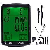 Fahrradcomputer mit 2,8 Zoll Großem Bildschirm, Mehrfachfunktion, LED Beleuchtung, Fahrrad Geschwindigkeitsmesser Grün - Leicht Ablesbar, Einfache Montage, Für Fahrrad und Motorr (Grün)