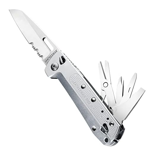 LEATHERMAN, Free K4X EDC Pocket Knife and Multitool with Magnetic Locking, Aluminum Handles and Pocket Clip, Silver