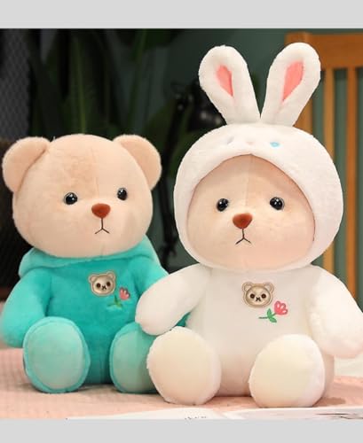 Image of Storescent Soft Toys for Kids - Stuffed Animal Plush Soft Toy for Boys & Girls | Rabbit Dress White Hood Teddy 25cm