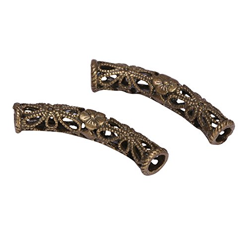 10pcs Top Quality Flower Pattern Large Hole Tube Beads 30mm Antique Bronze Plated