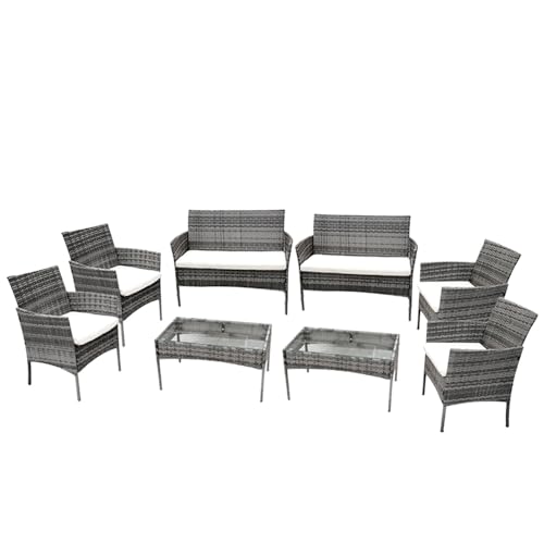 Recopilación de Muebles de Jardin Walmart los mejores 5. 44 Ilios Innova Sala para Jardín Mimbre para 8 Personas Sillones de Mimbre con Mesa de Centro (Gris)
