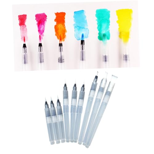 Sewroro 9 Piezas Pinceles de Acuarela con Tinta Soluble y Lápices de Colores para Control de Flujo de Agua Fácil Limpieza para Artistas y Viajeros