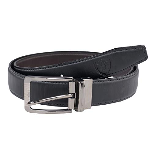 Image of Keviv PU-Leather Formal, Casual & Reversible Belts For Men (Black /Brown) (GB-)
