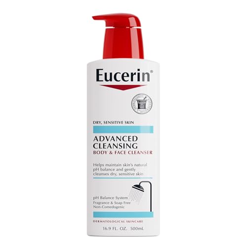 Eucerin Advanced Cleansing Body & Face Cleanser – Fragrance & Soap Free for Dry, Sensitive Skin – 16.9 fl. oz Bottle