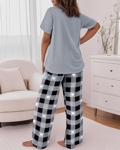 Image of CHICME Womens Pajamas Sets 2 Piece Short Sleeve Lounge Set Printed Loose Pants Pj Sets Loungewear Set