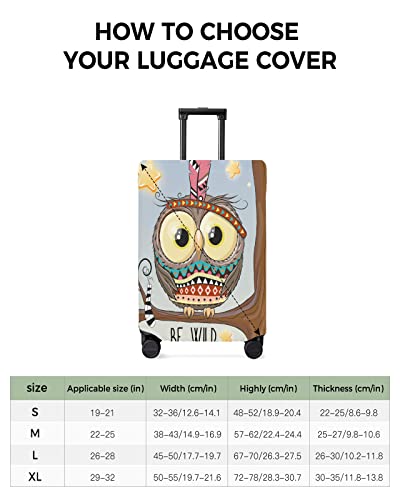 Travel Luggage Cover X-Large Suitcase Cover Fit for 29-32 Inch Luggage Luggage Protector Suitcase Cover Scratchproof Funny Cartoon Owl Wildlife Tree Branch Luggage Cover Protector for Suitcase3
