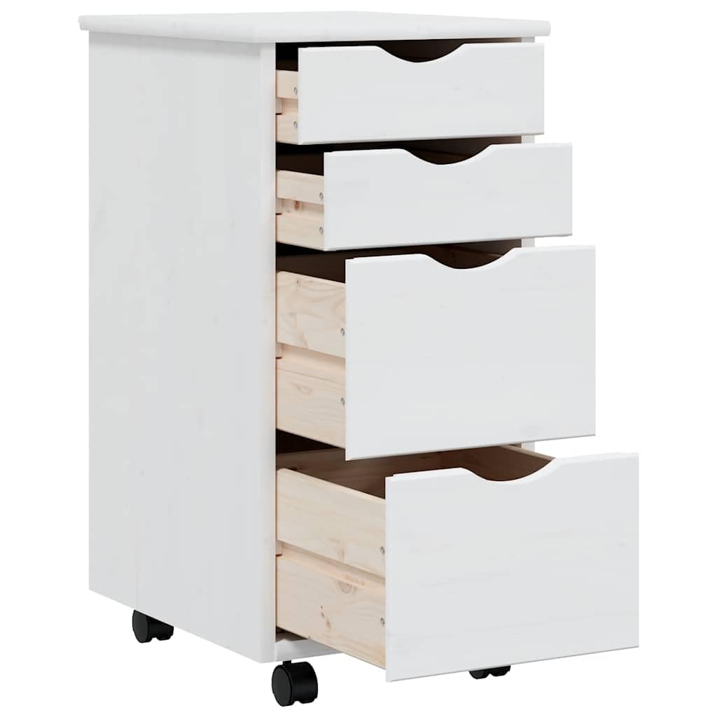 vidaXL Cajonera con Ruedas Moss Madera Maciza de Pino Blanco, Armario con Ruedas, cajonera, Mueble con cajones, cajonera con Ruedas
