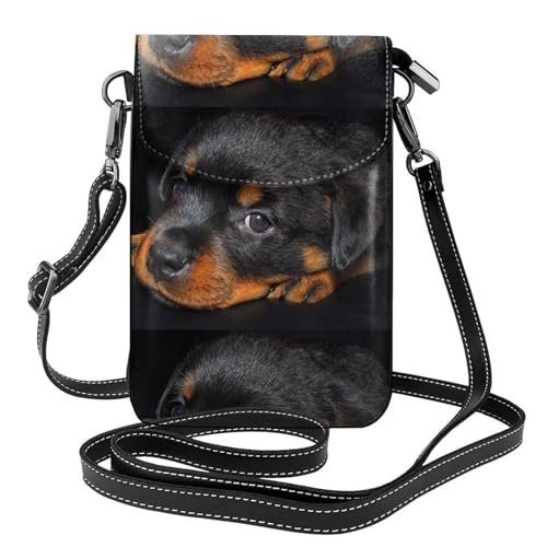 Portefeuille en cuir PU haut de gamme motif Rottweiler et mini sac à bandoulière féminin