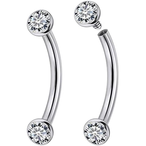 Jenxnjsjo F136 Titanium 16g 8mm Eyebrow Rook Snug Vertical Labret Lip VCH Snake Eyes Anti Tragus Christina Daith Earrings Ring Bridge Hood Surface Curved Barbell Piercing Jewelry for Women Men Cover