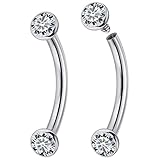 Jenxnjsjo F136 Titanium 16g 10mm Eyebrow Rook Snug Vertical Labret Lip VCH Snake Eyes Anti Tragus Christina Daith Earrings Ring Bridge Hood Surface Curved Barbell Piercing Jewelry for Women Men