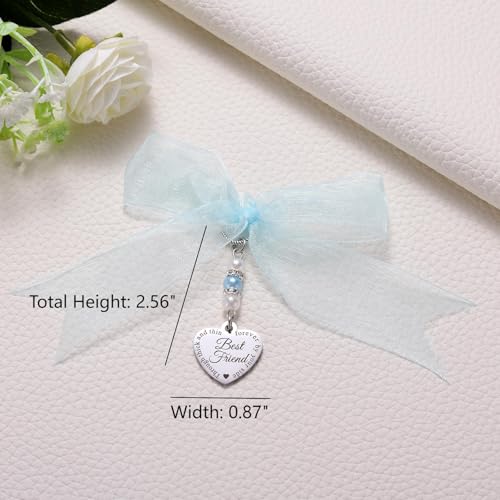 Image of MIXJOY Something Blue Gift for Bride, Wedding Day Bridal Blue Pearl Angel Wings Bouquet Garter Charm for Bride to Be