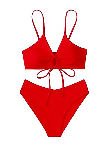 Image of Meetall Women's High Cut String Triangle Bikini Set Swimsuits Sexy Bathing Suits 2 Piece