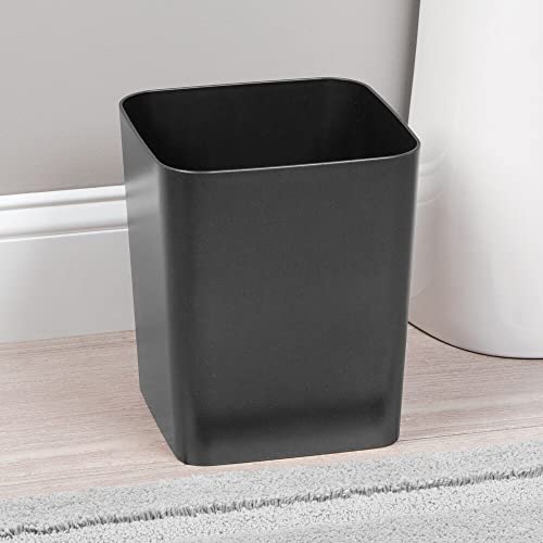 Mdesign Square Shatter-Resistant Plastic Small Trash Can Wastebasket, Garbage Container Bin For Bathrooms, Powder Rooms, Kitchens, Home Offices - Matte Black #TOP1