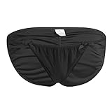 CHICTRY Men's Bowknot Sissy Bikini Briefs Low Waist Panties Underwear Black Large(Waist:29.0-42.0