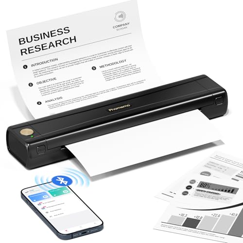 Image of Phomemo M08E Portable Printers Wireless for Travel, Bluetooth Inkless Thermal Printer Support 8.5'' x 11'' US Letter, Compatible with iPhone, Android Phone, Laptop for Office Car Home Use