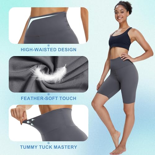 TNNZEET Biker Shorts Women - 8"/5"/3" High Waisted Tummy Control Workout Gym Spandex Booty Yoga Volleyball Shorts
