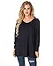 StyleDome Women's Long Sleeve Shirt Blouse V-Neck Pullover Oversized Baggy Crochet Knitted Jumper Black L