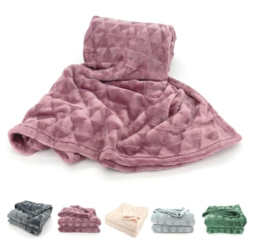 heimtexland Hochwertige Flanell Kuscheldecke XL 200x150 cm Raute super Flauschige Wohndecke Geschenkidee Geburtstag Weihnachten kuschelweich Ökotex Typ754 Altrosa